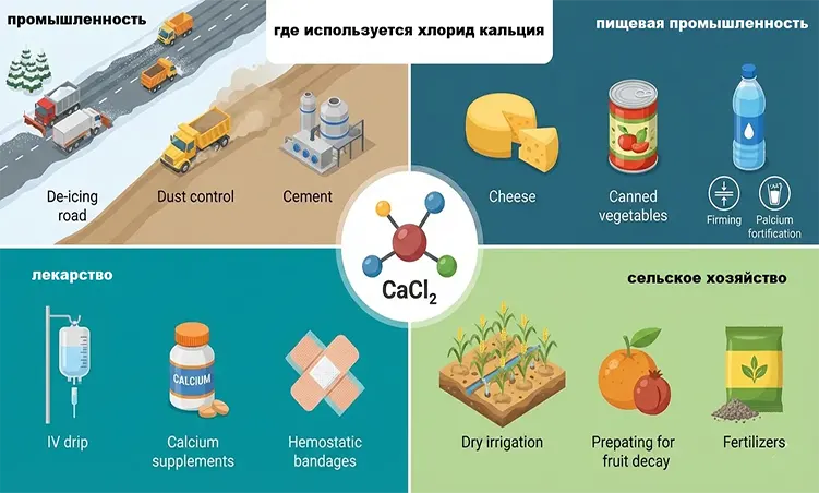 области использования хлорида кальция
